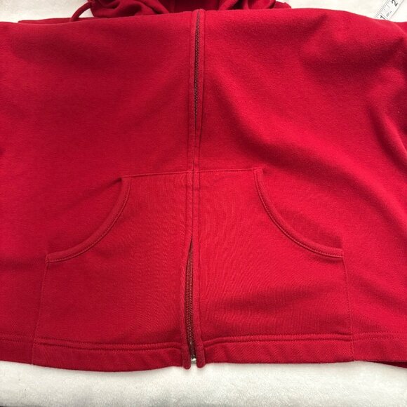 Red Streetwear Zip-Up Hoodie Casual Sweatshirt Womens Size L Activewear - Picture 8 of 11